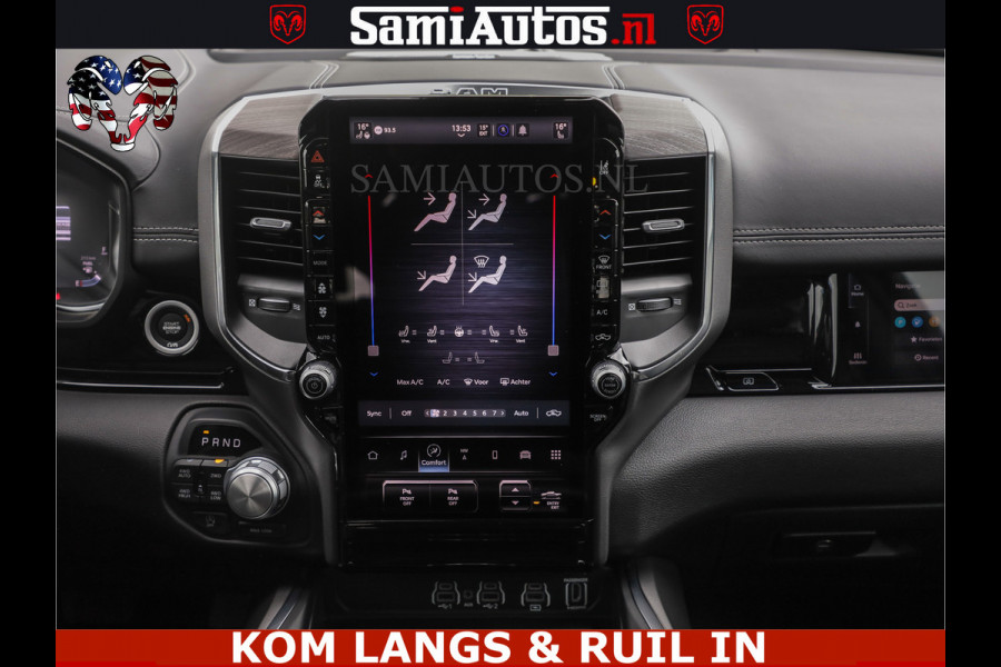 Dodge Ram NIGHT PREMIUM | 426PK | STRIPING | LUCHTVERING | HUD | PANO | 360 CAM | Full Option | LIMITED WHEELS | De Meest Luxe Pick-Up in  Comfortabele Dubbele Cabine met Royale 5 Zitplaatsen | EERSTE EIGENAAR | SMOKE PACK | BOM VOL |