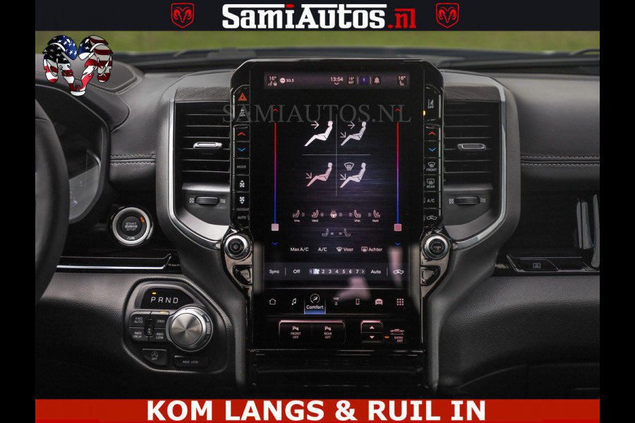 Dodge Ram NIGHT PREMIUM | 426PK | STRIPING | LUCHTVERING | HUD | PANO | 360 CAM | Full Option | LIMITED WHEELS | De Meest Luxe Pick-Up in  Comfortabele Dubbele Cabine met Royale 5 Zitplaatsen | EERSTE EIGENAAR | SMOKE PACK | BOM VOL |