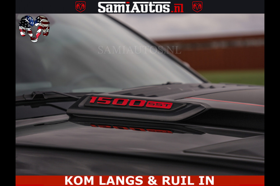 Dodge Ram NIGHT PREMIUM | 426PK | STRIPING | LUCHTVERING | HUD | PANO | 360 CAM | Full Option | LIMITED WHEELS | De Meest Luxe Pick-Up in  Comfortabele Dubbele Cabine met Royale 5 Zitplaatsen | EERSTE EIGENAAR | SMOKE PACK | BOM VOL |