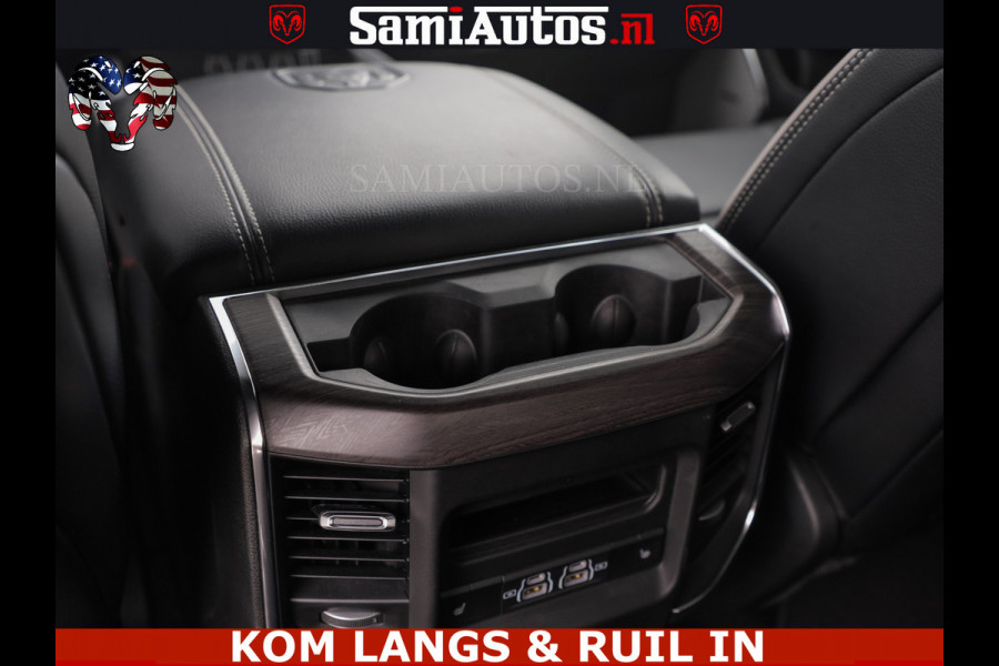Dodge Ram NIGHT PREMIUM | 426PK | STRIPING | LUCHTVERING | HUD | PANO | 360 CAM | Full Option | LIMITED WHEELS | De Meest Luxe Pick-Up in  Comfortabele Dubbele Cabine met Royale 5 Zitplaatsen | EERSTE EIGENAAR | SMOKE PACK | BOM VOL |