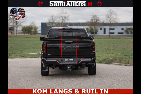 Dodge Ram NIGHT PREMIUM | 426PK | STRIPING | LUCHTVERING | HUD | PANO | 360 CAM | Full Option | LIMITED WHEELS | De Meest Luxe Pick-Up in  Comfortabele Dubbele Cabine met Royale 5 Zitplaatsen | EERSTE EIGENAAR | SMOKE PACK | BOM VOL |