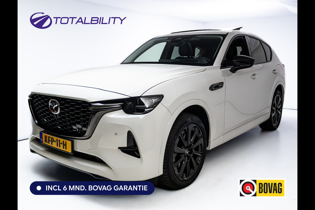 Mazda CX-60 2.5 e-SkyActiv PHEV Takumi | Panoramadak | Elec. trekhaak | Navigatie | 360 Camera | Elec. achterklep | Stoel- & stuurverw. | BOSE audio,  Draadloze telefoonlader