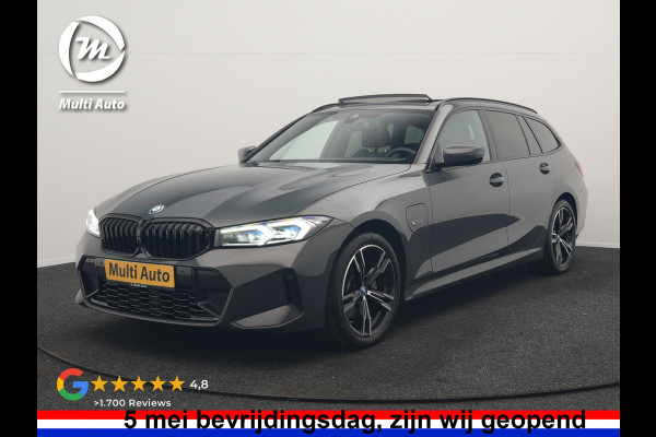 BMW 3 Serie Touring 330e M Sport FACELIFT PHEV 293pk Dealer O.H. | Trekhaak Af Fabriek | Panodak | Head Up | Camera | Dravitgrau | Lederen Sportstoelen Verwarmd | Sfeerverlichting | Apple Carplay | Keyless | Blis | Cruise Control | Navigatie | DAB | Plug In Hybrid |