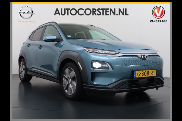 Hyundai Kona EV 64kWh 204pk Premium Warmtepomp Leer Head-Up Display Apple Carplay Android Navi Camera Elektr.Stoelen+Verwarmd+Ventilatie Adap Verwarmd Stuur Pdc Subwoofer Bluetooth Dodehoek detector Privacy Glas Rijstrooksensor Origineel Nederlandse EV
