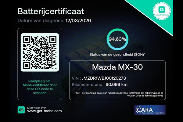 Mazda MX-30 e-SkyActiv 36 kWh 145pk Comfort -SOH95%-ECC-CAM-