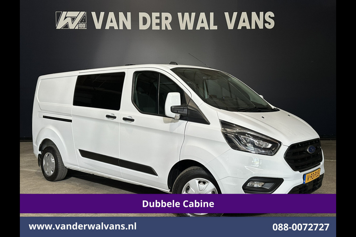 Ford Transit Custom 2.0 TDCI 131pk L2H1 Dubbele Cabine Euro6 Airco | 5-Zits | Xenon | Navigatie | Cruisecontrol | LED | 2800kg Trekhaak Stoelverwarming, Parkeersensoren, Achterklep
