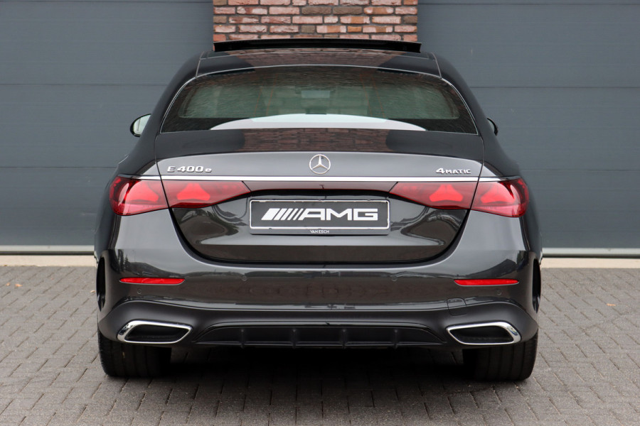 Mercedes-Benz E-Klasse 400 e 4MATIC AMG Line | Hyperscreen | Luchtvering | Achterasbesturing | Distronic+ | HUD | Massage | Burmester | Nappa Leder | Trekhaak | Vlakkenverwarming | Stoelventilatie | Soft-Close |