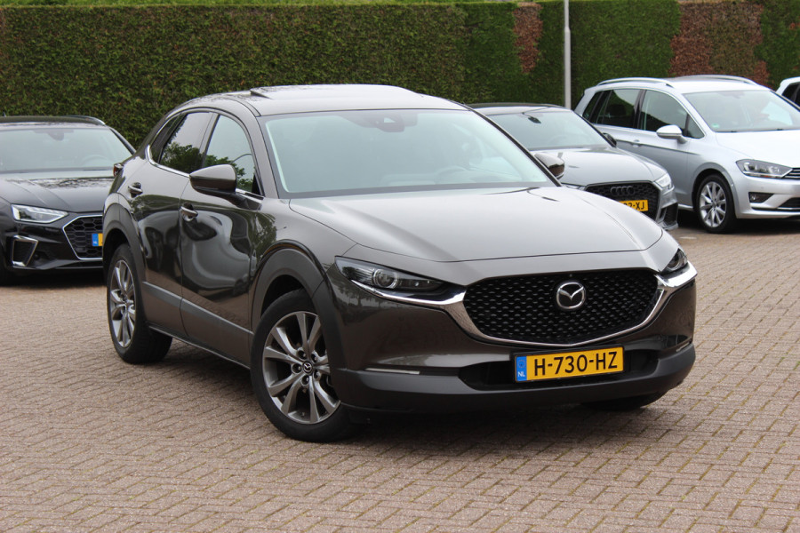 Mazda CX-30 2.0 e-SkyActiv-X M Hybrid Luxury / Trekhaak / Schuifdak / 360Camera / Head-up / Leder / 18'' / Navigatie / Stoelverwarming / DAB / ACC