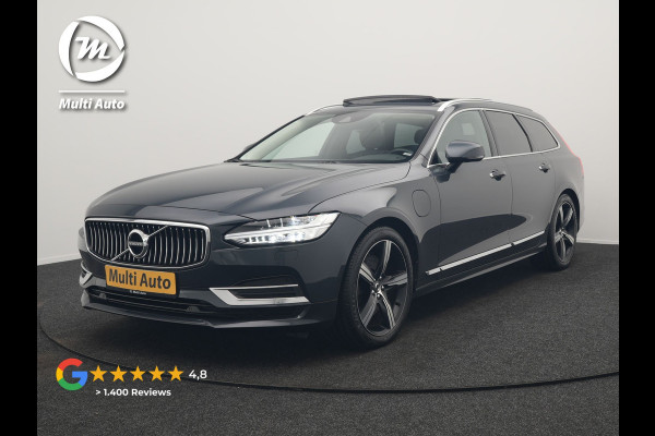 Volvo V90 T8 AWD Inscription PHEV 394pk Dealer O.H | Trekhaak af Fabriek | Panodak | Adaptive Cruise | Luxe Lederen Sportstoelen Memory | Pilot Assist | Camera | 19 "L.M | Apple Carplay | Plug In Hybrid
