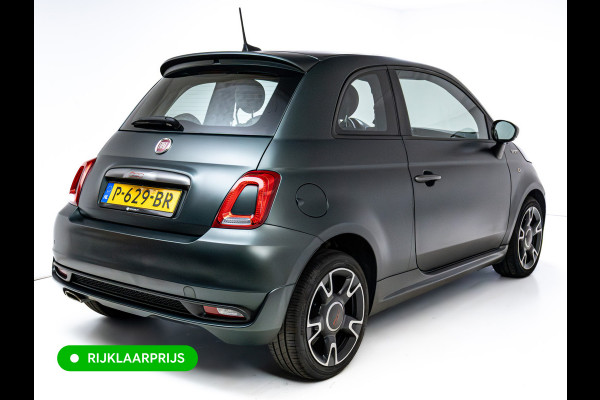 Fiat 500 1.0 Hybrid Sport Verde Portofino | 1/2 Leder/stof | Panodak | Led+ | Uconnect | Airco, Lederen MF stuurwiel, PDC achter, 16" velgen