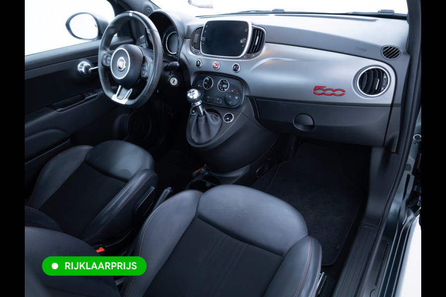 Fiat 500 1.0 Hybrid Sport Verde Portofino | 1/2 Leder/stof | Panodak | Led+ | Uconnect | Airco, Lederen MF stuurwiel, PDC achter, 16" velgen