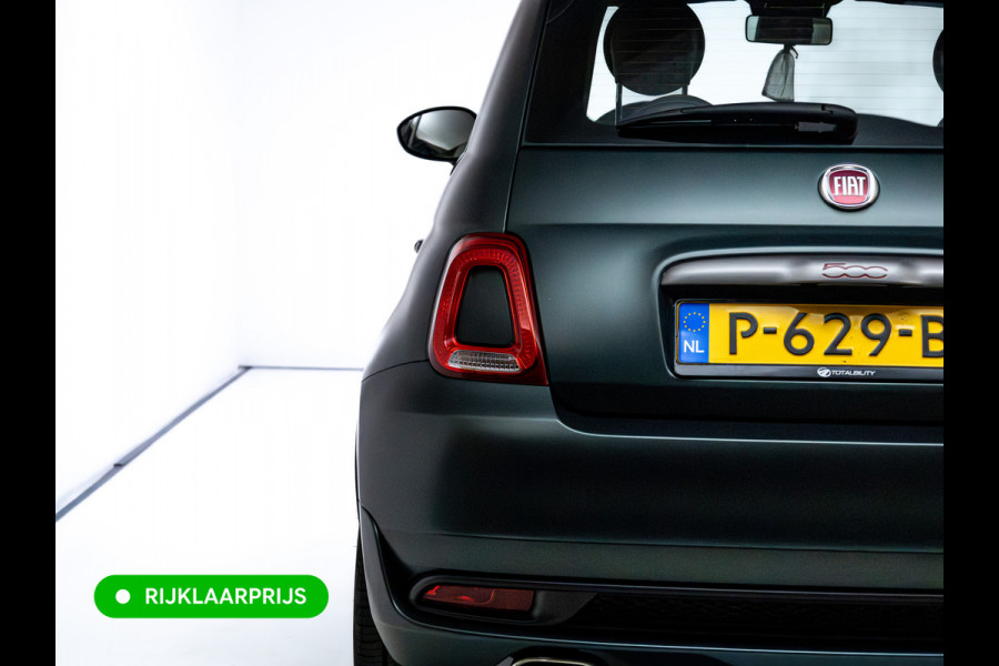 Fiat 500 1.0 Hybrid Sport Verde Portofino | 1/2 Leder/stof | Panodak | Led+ | Uconnect | Airco, Lederen MF stuurwiel, PDC achter, 16" velgen
