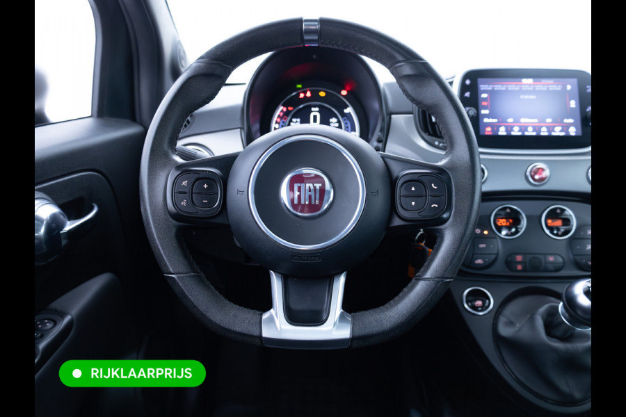 Fiat 500 1.0 Hybrid Sport Verde Portofino | 1/2 Leder/stof | Panodak | Led+ | Uconnect | Airco, Lederen MF stuurwiel, PDC achter, 16" velgen