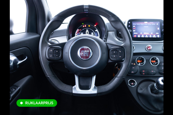 Fiat 500 1.0 Hybrid Sport Verde Portofino | 1/2 Leder/stof | Panodak | Led+ | Uconnect | Airco, Lederen MF stuurwiel, PDC achter, 16" velgen