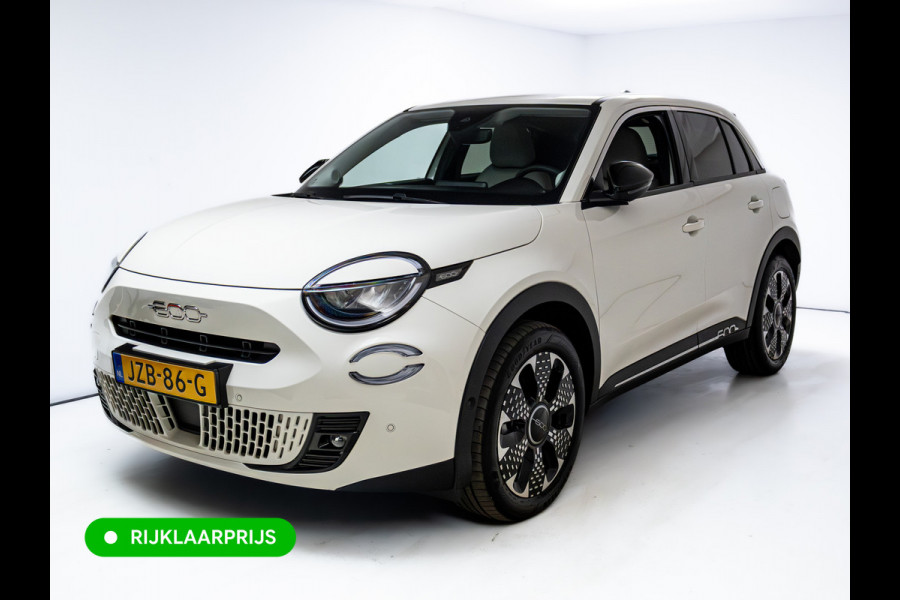 Fiat 600 1.2 Hybrid La Prima | Leer | Stoelverw. | Camera | Adap. Cruise | Sfeerverlichting | Elec. verst. best. stoel met massage en len Apple Carplay/Android auto, Navigatie, Led, PDC V+ A, Keyless entry & start