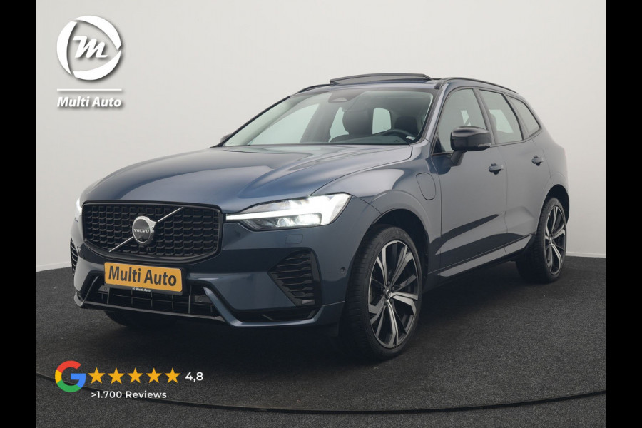 Volvo XC60 T6 AWD Plus Dark PHEV 350pk Dealer O.H. | Trekhaak Af Fabriek | Panodak | 360 Camera | Adaptive Cruise | Lederen Sportstoelen Memory & Verwarmd | 21'' L.M. | Keyless | Google Assistant | Apple Carplay | Stuur Verwarmd | DAB | Plug In Hybrid |