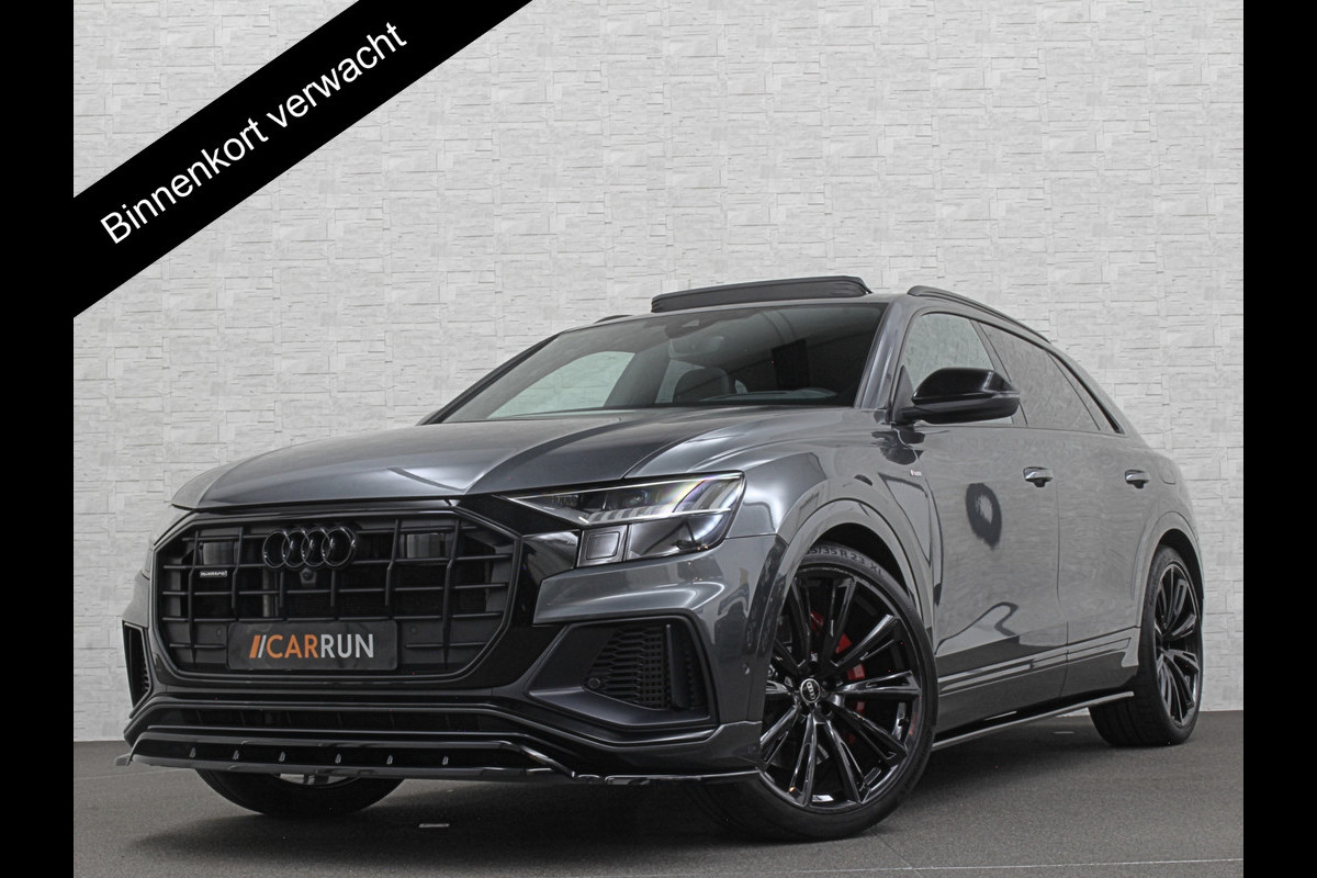 Audi Q8 60 462pk Competition S-Line | 11-2022 | RS Leder | Carbon | Softclose | 360 Camera | ACC | Panorama | Luchtvering | Nachtzicht Cam | Headup | LED-Matrix | Trekhaak | Lane & Side Assist | Led Sfeerverlichting | Keyless-Entry | | Black-Optic | Rijklaar incl. Bovag Garantie.