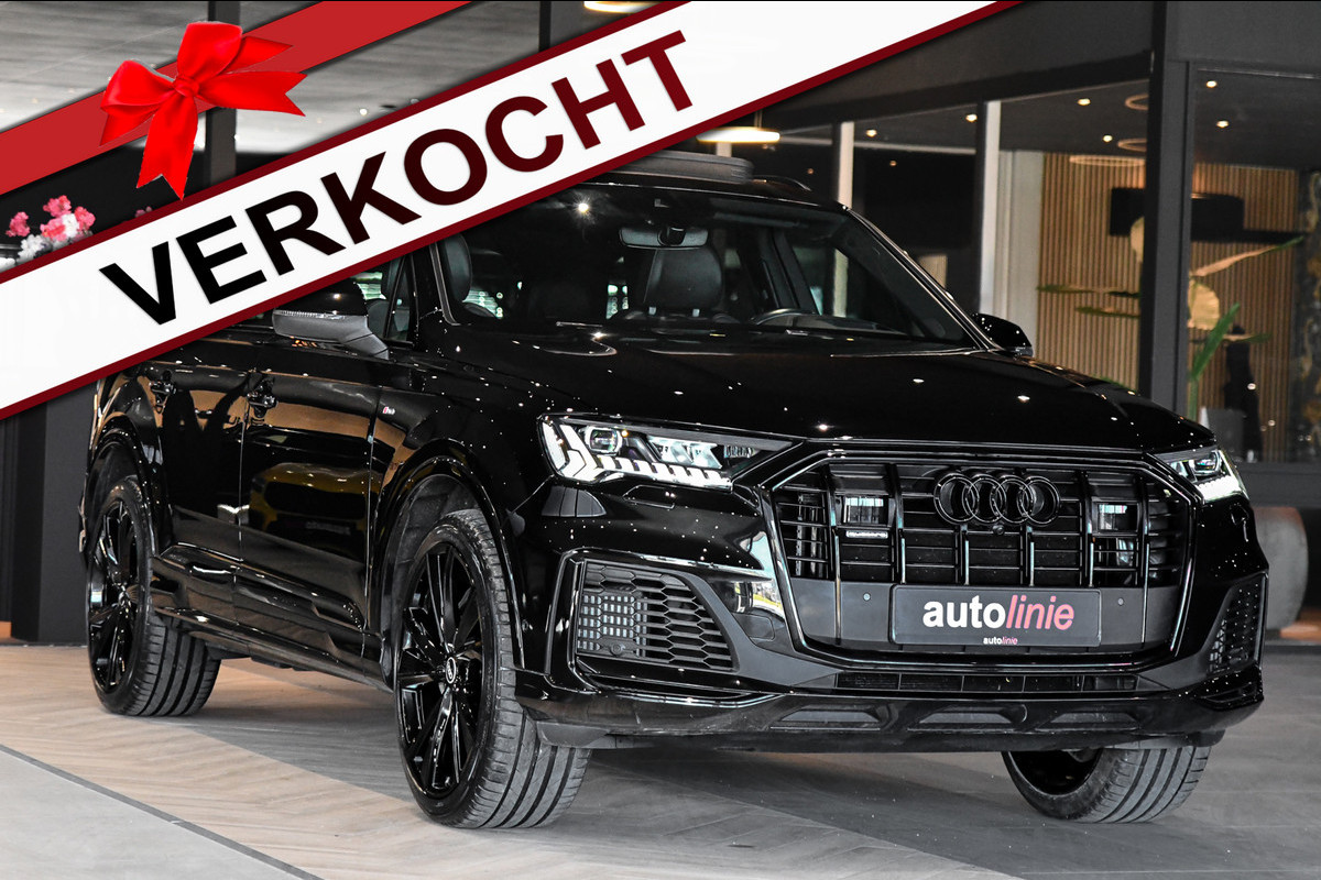 Audi Q7 55 TFSI e quattro 3x S-Line. Pano, ACC, HUD, Memory, Leder, B&O, Stuurvw, Keyless, Camera, Matrix, Sfeer, 22''!