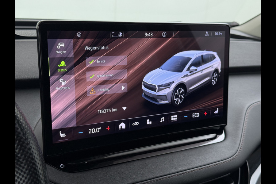 Škoda ENYAQ iV 80 Warmtepomp Trekhaak Leder Adap.Demping Panoramadak Head-Up 360°Camera Navi 3-Zone Ecc Apple Carplay Android Auto Pdc Stoel+Achterbankverwarming Led-Matrix Lmv 21" Elek.Achterklep Memory 1.000KG Trekgewicht Dealeronderhouden Zeer Compleet