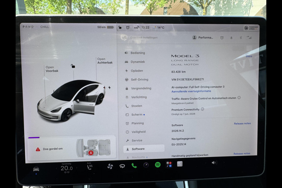 Tesla Model 3 Long Range AWD 75 kWh SOH 90%| 83.000KM!! | AUTOPILOT| GARANTIE ACCU + AANDRIJFLIJN TOT 12-2027 OF 192.000KM!