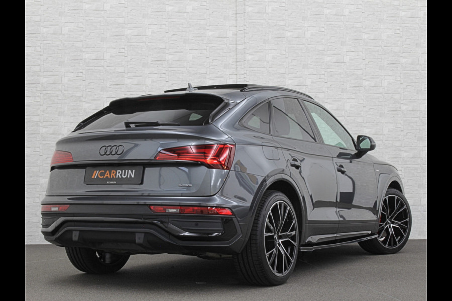 Audi Q5 Sportback S-Line | Luchtvering | Panorama | Carbon | Head-Up | Trekhaak | Keyless-Entry | Leder | Matrix-LED | Black-Optic | Standkachel | Virtual-Cockpit | Carplay | Getint Glas | Stoelverwarming | Zwarte Hemel | Draadloos Laden |