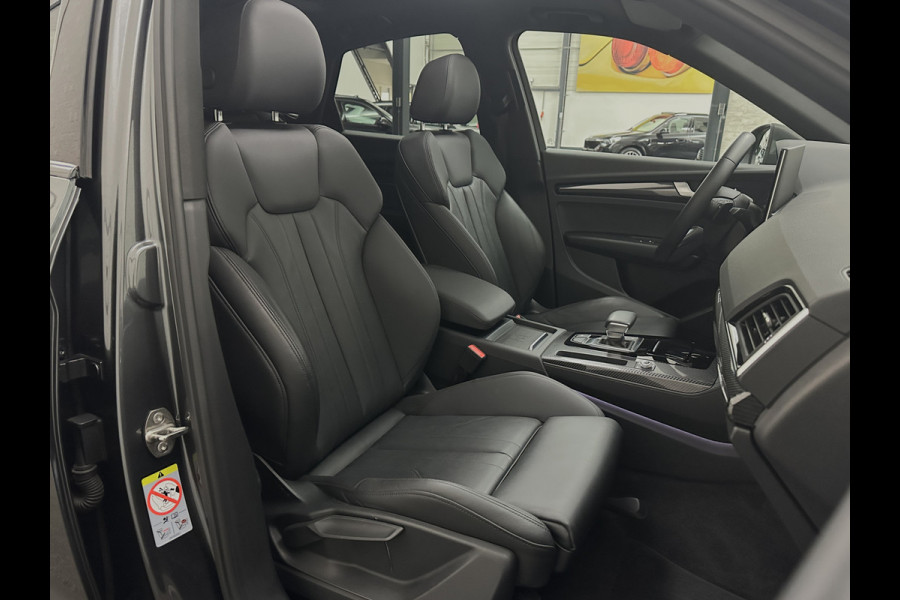 Audi Q5 Sportback S-Line | Luchtvering | Panorama | Carbon | Head-Up | Trekhaak | Keyless-Entry | Leder | Matrix-LED | Black-Optic | Standkachel | Virtual-Cockpit | Carplay | Getint Glas | Stoelverwarming | Zwarte Hemel | Draadloos Laden |