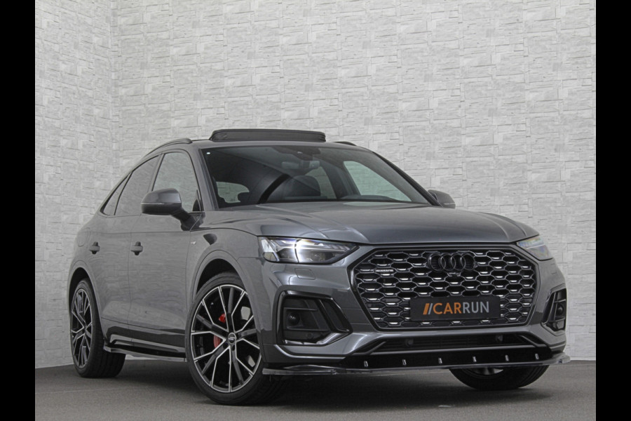 Audi Q5 Sportback S-Line | Luchtvering | Panorama | Carbon | Head-Up | Trekhaak | Keyless-Entry | Leder | Matrix-LED | Black-Optic | Standkachel | Virtual-Cockpit | Carplay | Getint Glas | Stoelverwarming | Zwarte Hemel | Draadloos Laden |