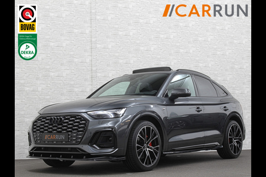 Audi Q5 Sportback S-Line | Luchtvering | Panorama | Carbon | Head-Up | Trekhaak | Keyless-Entry | Leder | Matrix-LED | Black-Optic | Standkachel | Virtual-Cockpit | Carplay | Getint Glas | Stoelverwarming | Zwarte Hemel | Draadloos Laden |