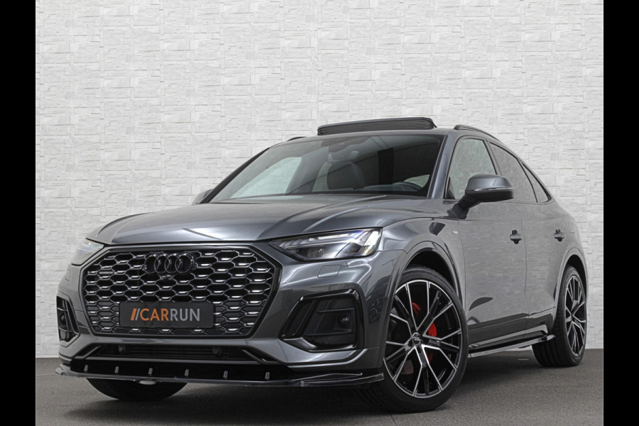 Audi Q5 Sportback S-Line | Luchtvering | Panorama | Carbon | Head-Up | Trekhaak | Keyless-Entry | Leder | Matrix-LED | Black-Optic | Standkachel | Virtual-Cockpit | Carplay | Getint Glas | Stoelverwarming | Zwarte Hemel | Draadloos Laden |