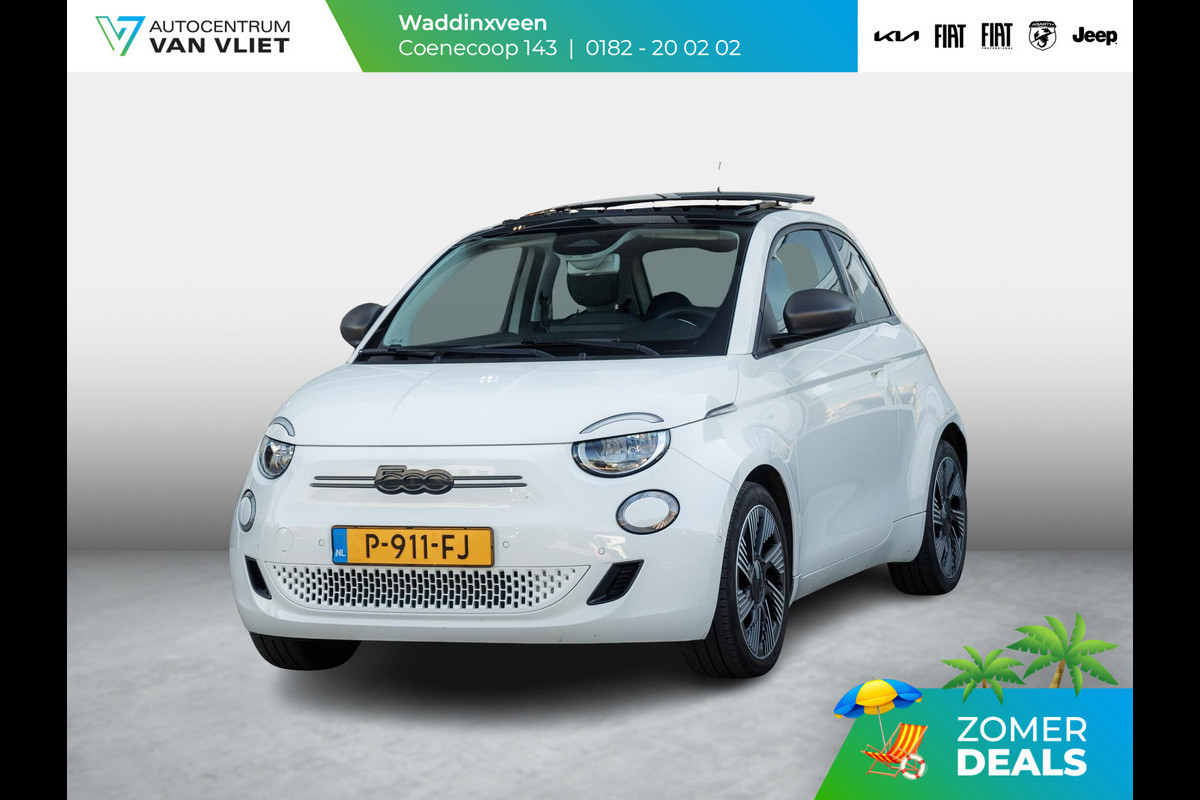 Fiat 500E Icon 42 kWh l SOH 92,8% | Clima | Cruise | Camera | 17" | Priv. Glass | Schuif/Kanteldak | Winter Pack | BSM | Apple Carplay