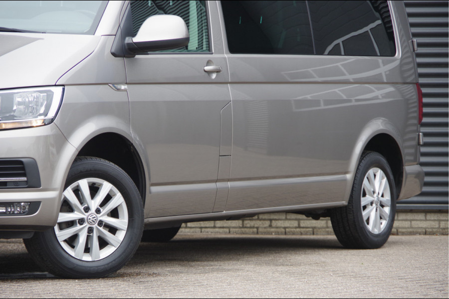 Volkswagen Transporter 2.0 TDI L2H1 DC-5P, 150PK AUT. NAP! TREKHAAK, CARPLAY, NAVI, CRUISE, LEDER STUUR, PARKEERSENSOREN, 16'' LMV