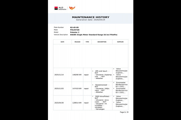Polestar 2 Standard Range Single Motor 63kWh|93%SOH|ACC|ELEKTR.TREKHAAK|MEMORY|360+V+A-CAMERA|STOELVERWARMING|INCL.BTW|1e EIG.|NL|