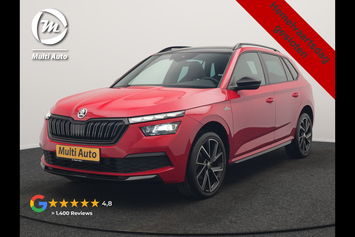 Škoda Kamiq 1.0 TSI Monte Carlo 116pk DSG Dealer O.H. | Panodak | Apple Carplay | RS Sportstoelen Verwarmd | LED Koplampen | Cruise Control | DAB | 18"L.M |