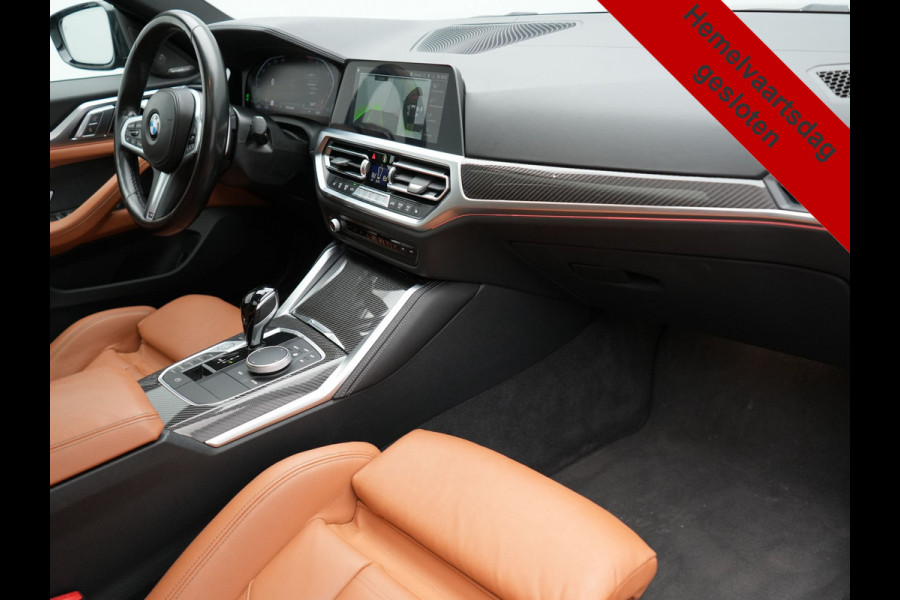BMW 4 Serie Coupé 430i M Sport 245pk Dealer O.H Sanremo Green | Panodak | Lederen Competition Stoelen Memory & Verwarmd | Adaptive Onderstel | 360 Camera | Harman & Kardon | 19" L.M | Carbon | Apple Carplay | Navigatie | Blis | Virtual | DAB |