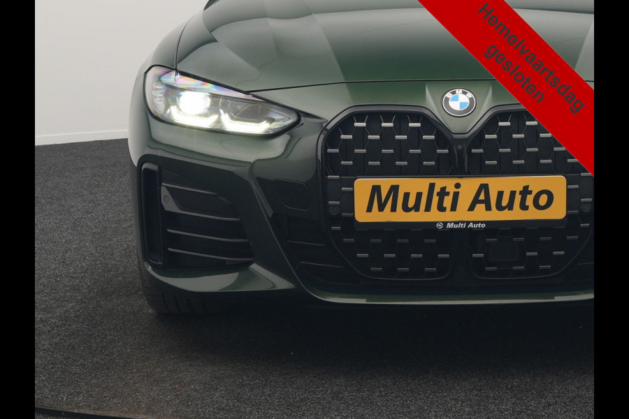 BMW 4 Serie Coupé 430i M Sport 245pk Dealer O.H Sanremo Green | Panodak | Lederen Competition Stoelen Memory & Verwarmd | Adaptive Onderstel | 360 Camera | Harman & Kardon | 19" L.M | Carbon | Apple Carplay | Navigatie | Blis | Virtual | DAB |