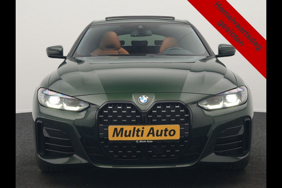 BMW 4 Serie Coupé 430i M Sport 245pk Dealer O.H Sanremo Green | Panodak | Lederen Competition Stoelen Memory & Verwarmd | Adaptive Onderstel | 360 Camera | Harman & Kardon | 19" L.M | Carbon | Apple Carplay | Navigatie | Blis | Virtual | DAB |