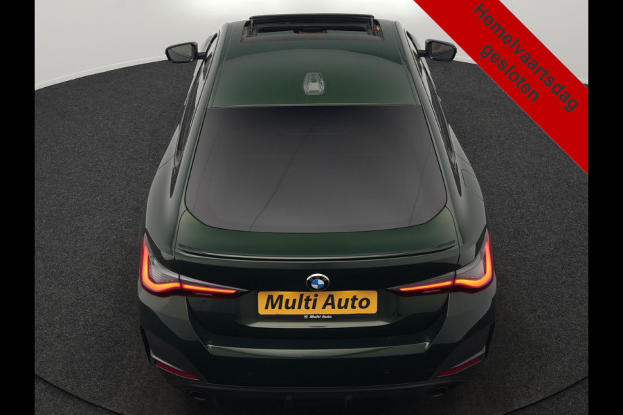 BMW 4 Serie Coupé 430i M Sport 245pk Dealer O.H Sanremo Green | Panodak | Lederen Competition Stoelen Memory & Verwarmd | Adaptive Onderstel | 360 Camera | Harman & Kardon | 19" L.M | Carbon | Apple Carplay | Navigatie | Blis | Virtual | DAB |