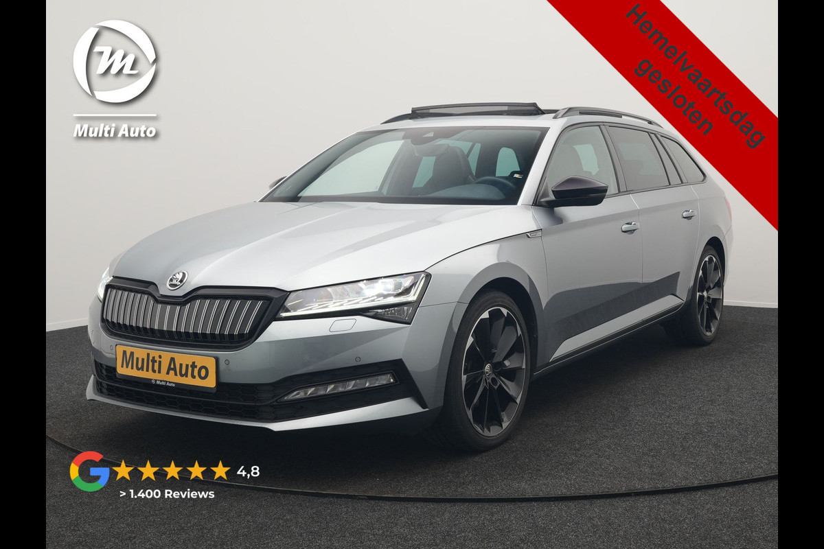 Škoda Superb Combi 1.4 TSI iV Sportline PHEV 218pk Dealer O.H | Panodak | Crystal LED | Camera | Alcantara Sportstoelen Memory & Verwarmd | Cruise Control | Sfeerverlichting | Apple Carplay | Keyless | Navigatie | Virtual | DAB | 19"L.M | Plug In Hybrid |