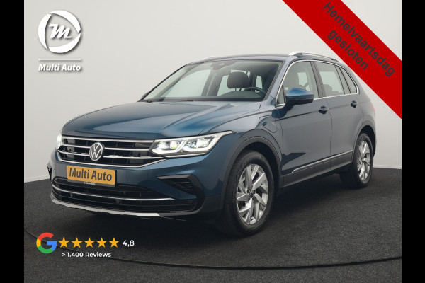 Volkswagen Tiguan 1.4 TSI eHybrid Elegance PHEV 245pk Dealer O.H. | Trekhaak Af Fabriek | Adaptive Cruise | IQ Light | Camera | Lederen Comfortzetels Memory & Verwarmd | Sfeerverlichting | Apple Carplay | Stuur Verwarmd | Navigatie | DAB | Plug In Hybrid |