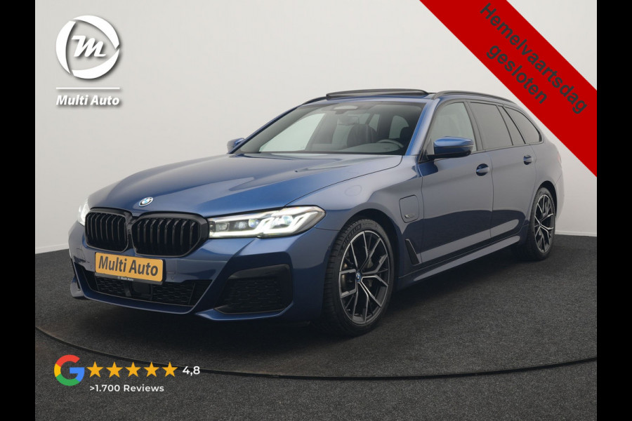 BMW 5 Serie Touring 530e M Sport PHEV 293pk Dealer O.H. | Panodak | Adaptive Cruise | 360 Camera | Harman / Kardon | Lederen Comfortzetels Memory & Verwarmd | Adaptive LED | Apple Carplay | Blis | Sfeerverlichting | Navigatie | DAB | Plug In Hybrid |