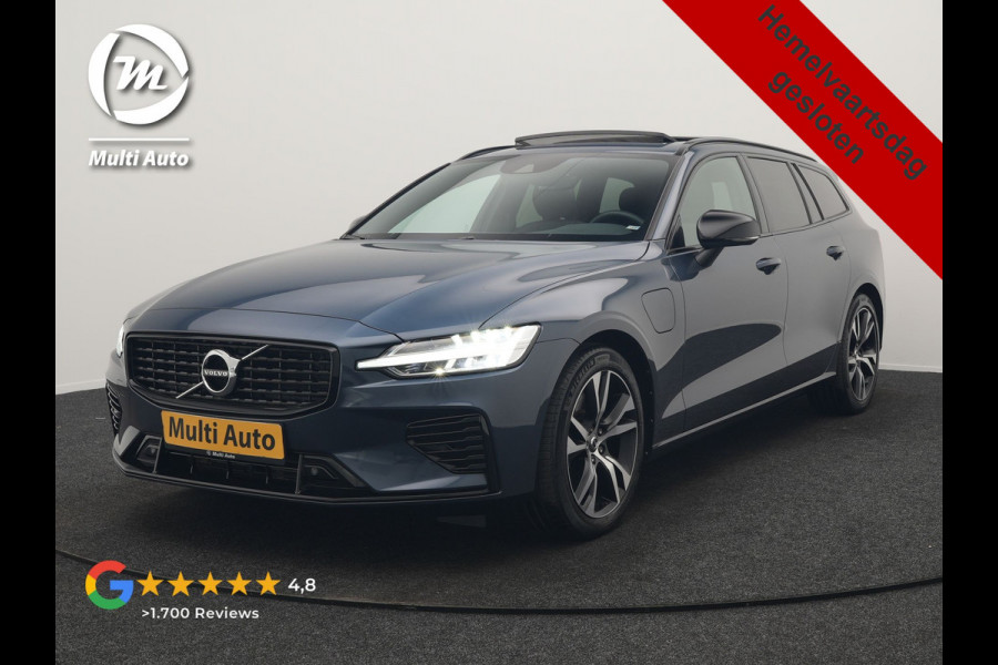 Volvo V60 T6 Recharge AWD R-Design PHEV 340pk Dealer O.H | Trekhaak Af Fabriek | Panodak | Harman / Kardon | Lederen Sportstoelen Memory & Ventilatie | Camera | Keyless | Stuur & Stoelen Verwarmd | Apple Carplay | Virtual | Navigatie | Cruise Control | DAB+ | 18" L.M | Plug In Hybrid |