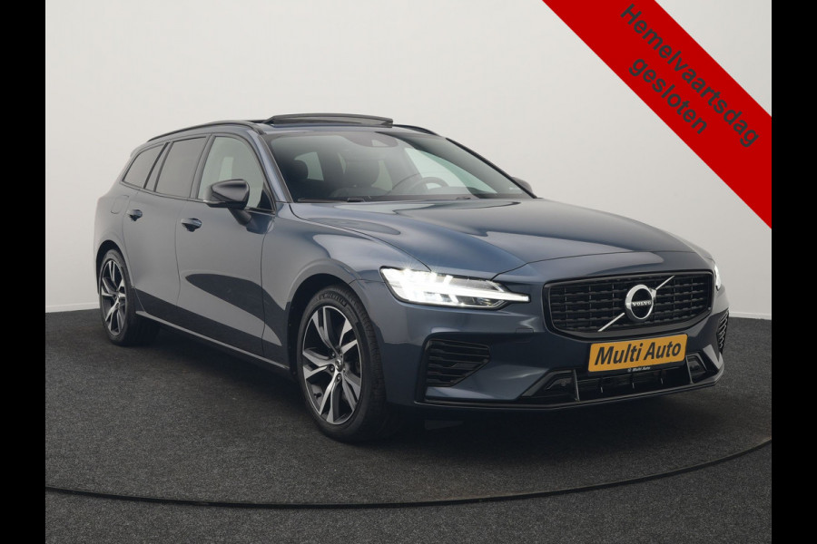 Volvo V60 T6 Recharge AWD R-Design PHEV 340pk Dealer O.H | Trekhaak Af Fabriek | Panodak | Harman / Kardon | Lederen Sportstoelen Memory & Ventilatie | Camera | Keyless | Stuur & Stoelen Verwarmd | Apple Carplay | Virtual | Navigatie | Cruise Control | DAB+ | 18" L.M | Plug In Hybrid |