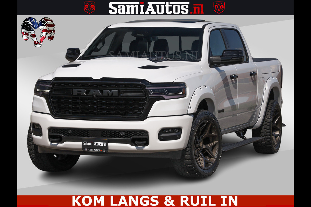 Dodge Ram LIMITED H.O 540PK 706Nm | Massage + Full Option | De Meest Luxe en Volle Pick-Up in zijn Klasse | Comfortabele Dubbele Cabine met Royale 5 Zitplaatsen | BPM vrij | Nu Leverbaar uit Voorraad | Voorraad Nr 2336 - 7700