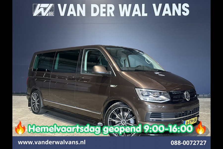 Volkswagen Transporter 2.0 TDI 204pk Automaat L2H1 Dubbele cabine Euro6 Airco | 2x Zijdeur | Leder | Navigatie | Camera | LED | Trekhaak | LM Velgen |  Cruisecontrol, Android Auto, Stoelverwarming, Verwarmde Voorruit, Parkeersensoren, panoramadak, 5-zits