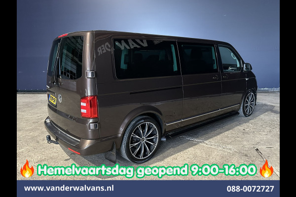 Volkswagen Transporter 2.0 TDI 204pk Automaat L2H1 Dubbele cabine Euro6 Airco | 2x Zijdeur | Leder | Navigatie | Camera | LED | Trekhaak | LM Velgen |  Cruisecontrol, Android Auto, Stoelverwarming, Verwarmde Voorruit, Parkeersensoren, panoramadak, 5-zits