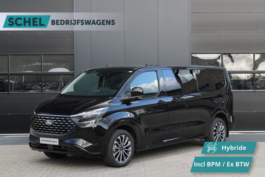 Ford Tourneo Custom 340 2.5 PHEV L2H1 Titanium X 232pk | 2x Schuifdeur | ACC | 360 camera | Leder | Navi | Verwarmd stuurwiel | 19" LM velgen