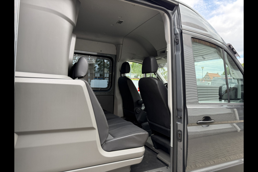 Volkswagen Crafter 35 2.0 TDI 177pk L3H3 ( L2H2 ) DC 6 persoons Comfortline / euro 6 / bpm vrij / vaste prijs rijklaar € 31.950 ex btw / lease vanaf € 521 / airco / cruise / grijs metallic !