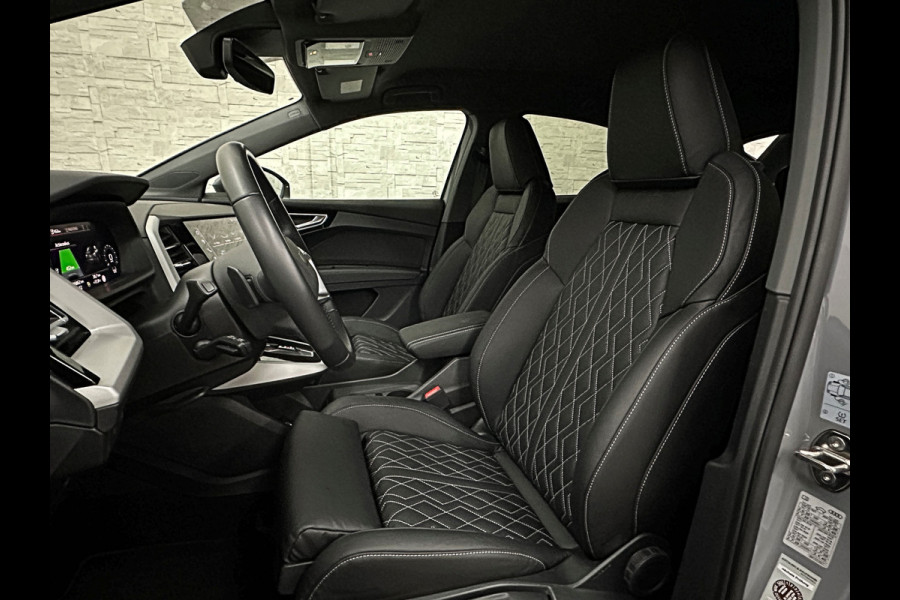 Audi Q4 e-tron 45 265pk Quattro RS-Leder | Uniek Interieur! | Sportstoelen | ACC | Sonos-Sound | Head-Up | 95% SOH | Sportstoelen | Keyless-Ent Memory | Groot Navi | Virtual-Cockpit | Getint Glas | 3-Zone Clima | Zwarte Hemel | LED | Carplay | Standkachel | Achteruitrij-Camera | Stoelverwarming |