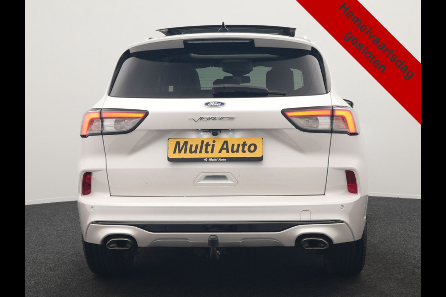 Ford Kuga 2.5 Vignale PHEV 225pk Dealer O.H. | Trekhaak Afn. | Panodak | Adaptive Cruise | Head Up | 360 Camera | Bang & Olufsen | Lederen Sportstoelen Memory & Verwarmd | Keyless | Achterbank Verwarmd | Blis | Stuur Verwarmd | Navigatie | DAB | Plug In Hybrid |