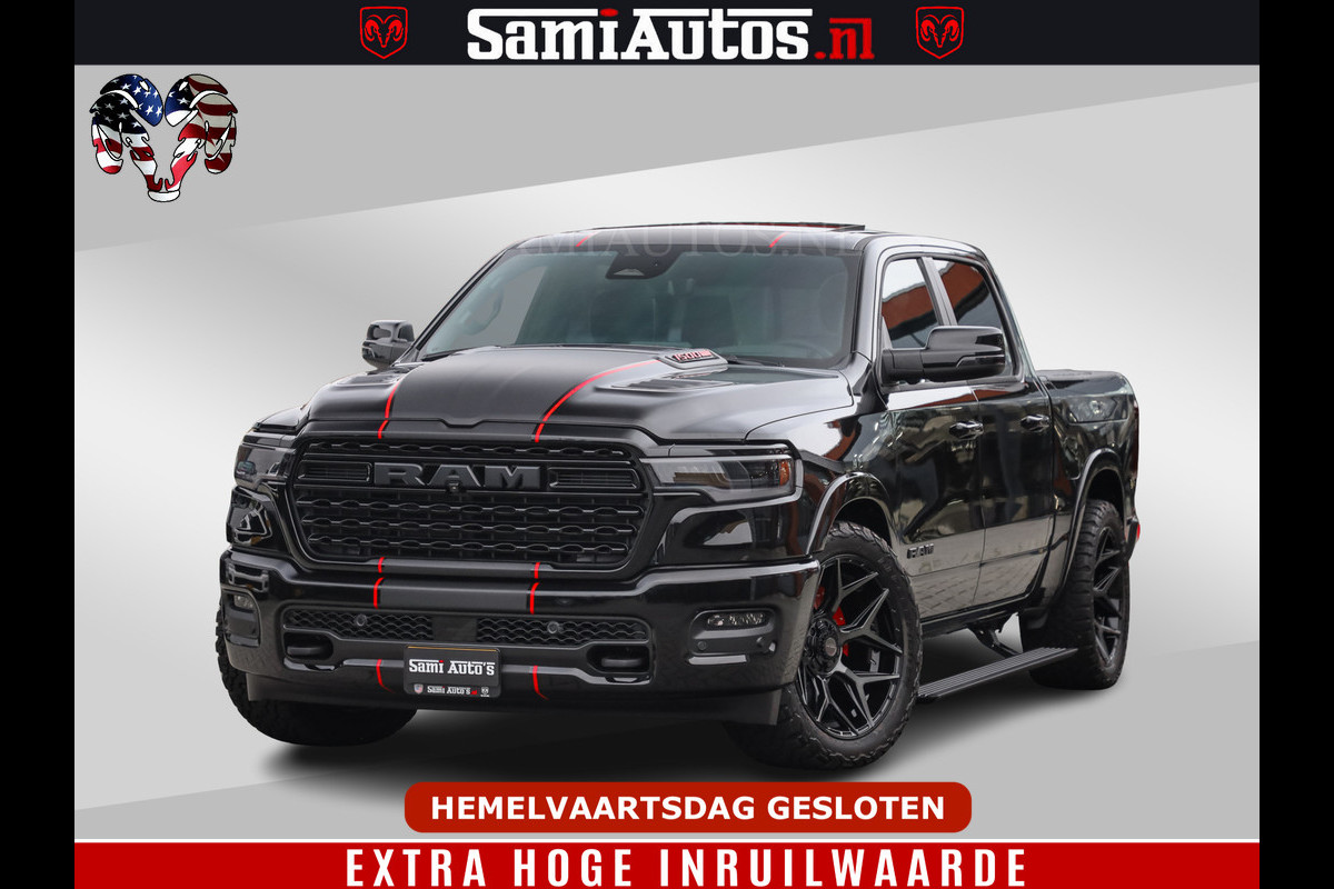 Dodge Ram 1500 Limited Night H.O 540HP 706Nm | Massage + Full Option | De Meest Luxe en Volle Pick-Up in zijn Klasse | Comfortabele Dubbele Cabine met Royale 5 Zitplaatsen | BPM vrij | Nu Leverbaar uit Voorraad | Voorraad Nr 2334 - 5409